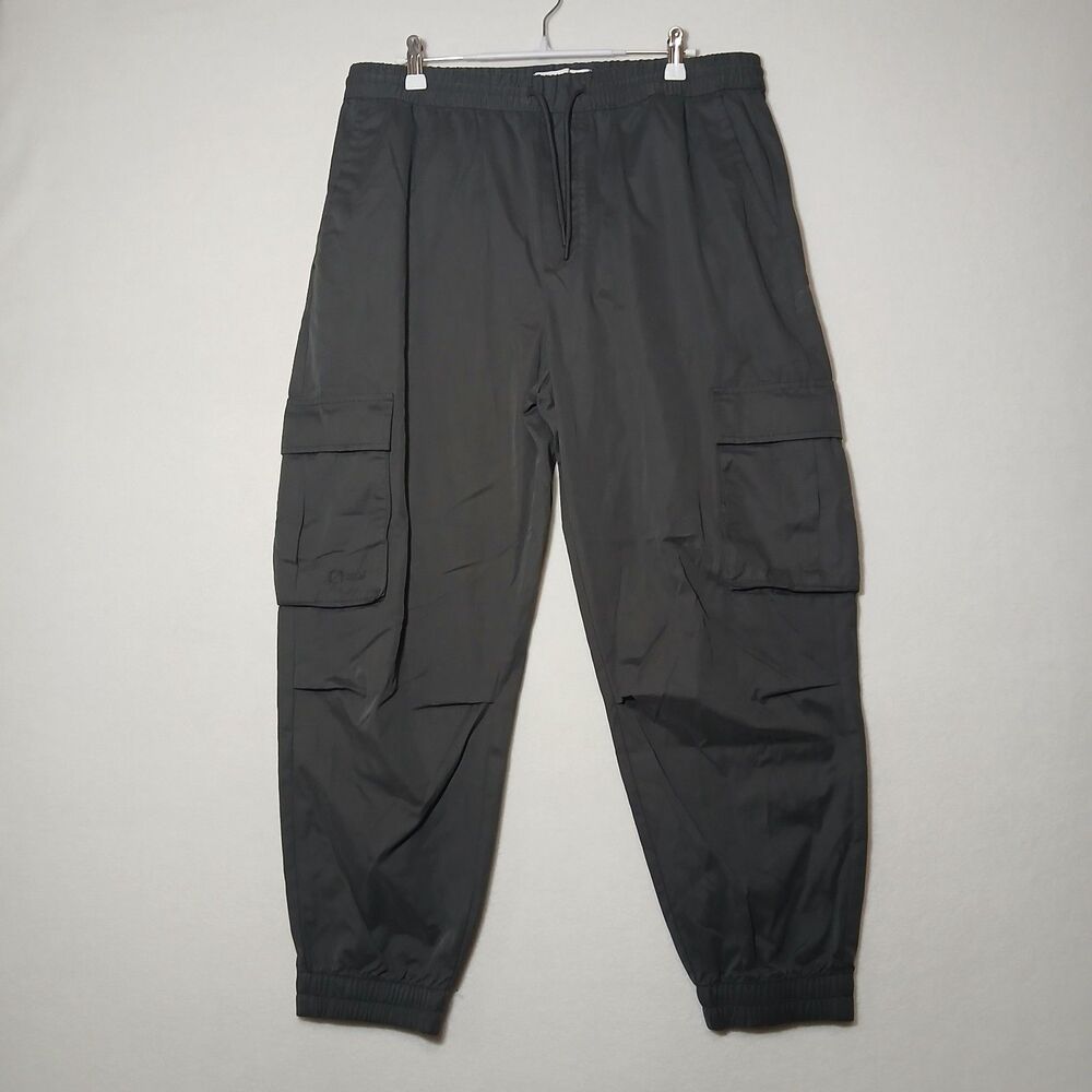 ZARA Women’s Black Jogger Pants Drawstring Elastic Waist Tapered Leg Active#1096